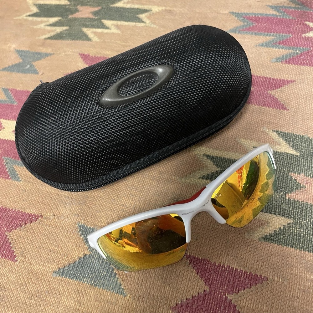 Oakley Quarter Jacket Sunglasses Teens White Gold Mirror OO9200-03 Case READ